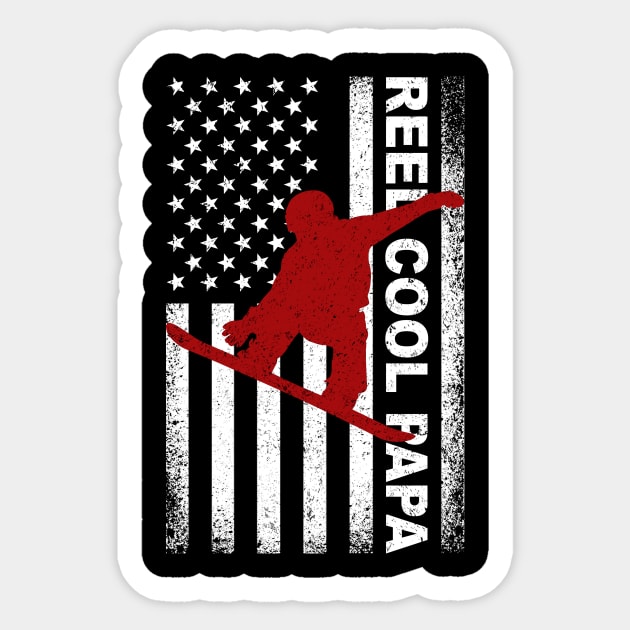 Reel Cool Papa Snowboarding American Flag Sticker by DanYoungOfficial